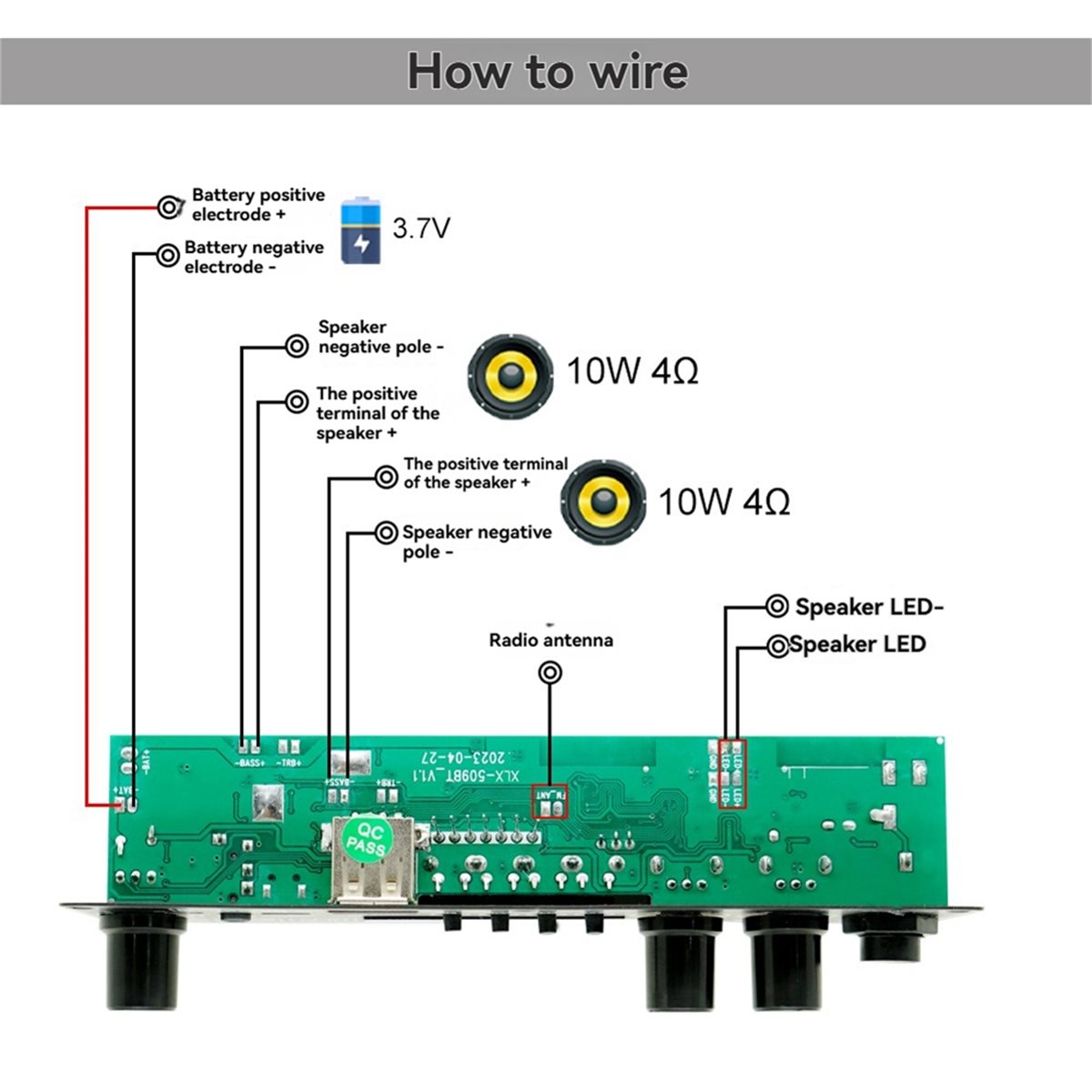 Home Theater Speaker - อัปเดต 2X10W 3.7V บอร์ดแอมพลิฟายเออร์ สแควร์แดนซ์ 20W