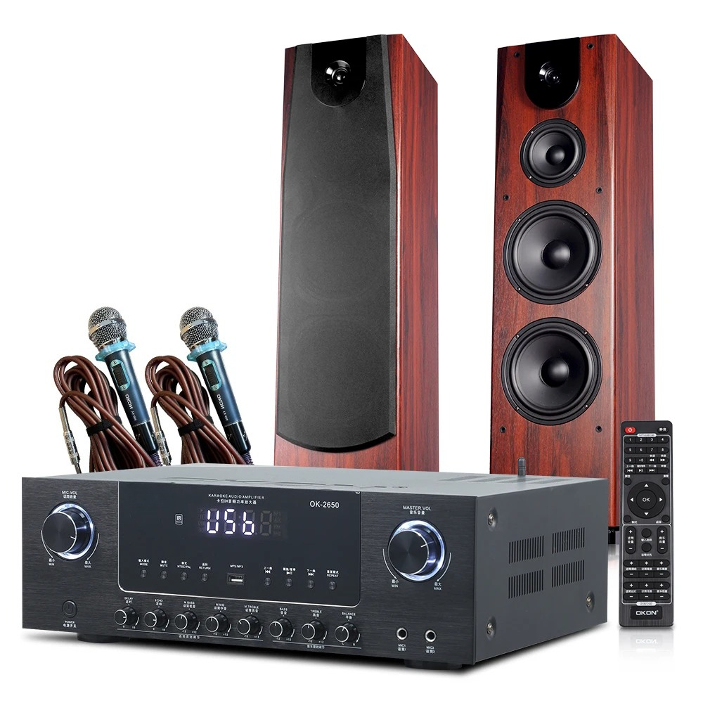 Home Theater Speaker - ระบบลำโพงทาวเวอร์ระดับไฮเอนด์ สำหรับโฮมเธียเตอร์ คาราโอเกะ KTV ระดับมืออาชีพ พร้อมวูฟเฟอร์ไม้ขนาด