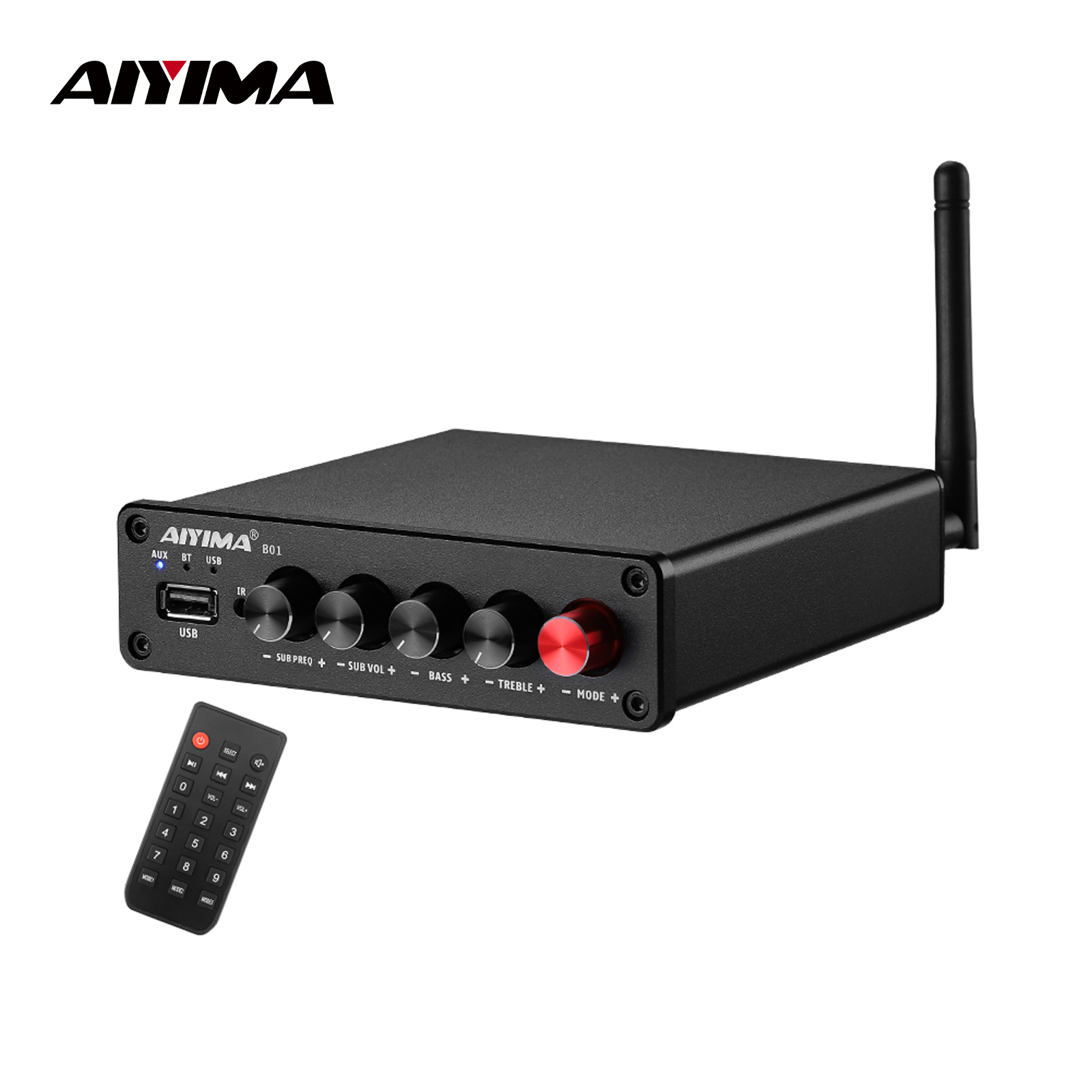 Home Cinema Receiver - AIYIMA B01 เครื่องขยายเสียงบลูทูธ 2.1 ซาวด์แอมพลิฟายเออร์ ลำโพง