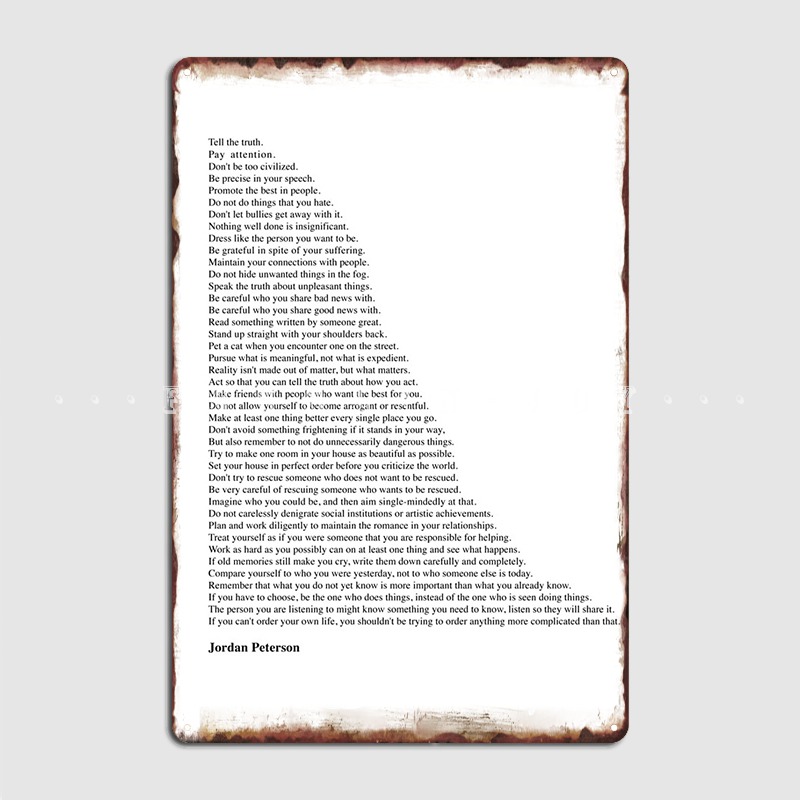 Home Cinema Quotes - Jordan Peterson คำคมป้ายโลหะ Cinema บ้านห้องนั่งเล่นสร้างโรงรถตกแต่งโปสเตอร์ดีบุก