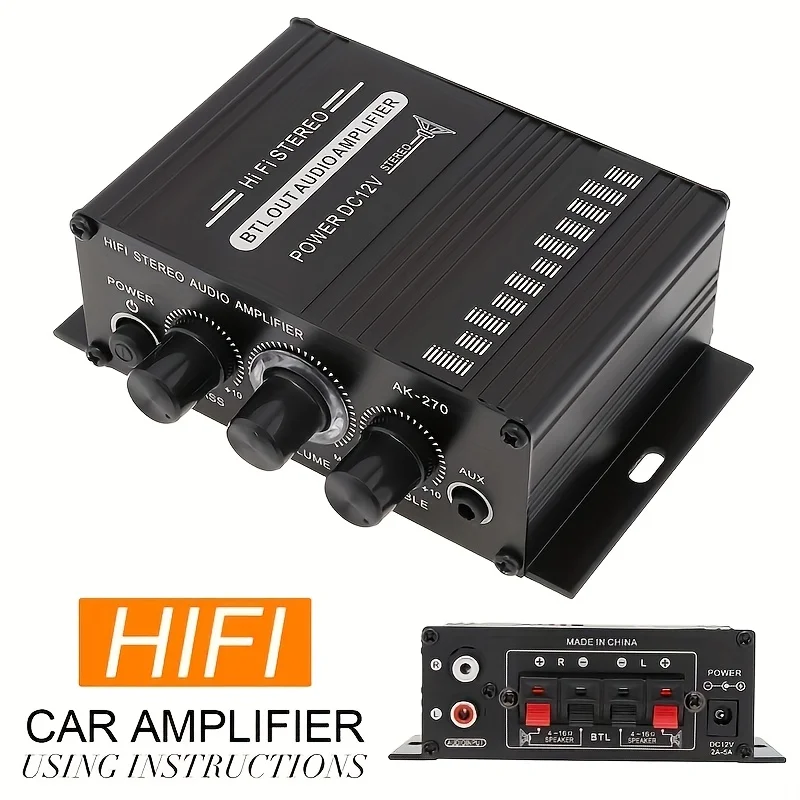 Home Cinema Choice - AK-270 400W มินิเพาเวอร์แอมป์ 12V/24V 2.0 แชนเนลสเตอริโอแอมป์เสียงไฮไฟสำหรับโฮมเธียเตอร์ระบบขนาดกะทัดรัด