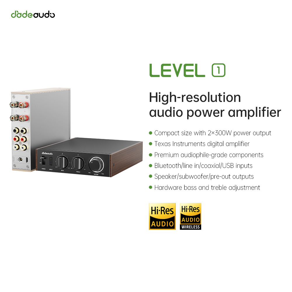 Home Cinema Choice - เจดออดิโอ เลเวล 1 เดสก์ท็อปไฮไฟบลูทูธแอลดีเอคแอมพลิฟายเออร์, 2×300W คลาส