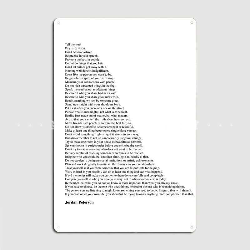 Jordan Peterson คำคมป้ายโลหะ C - Home Cinema Quotes บทวิจารณ์และราคา